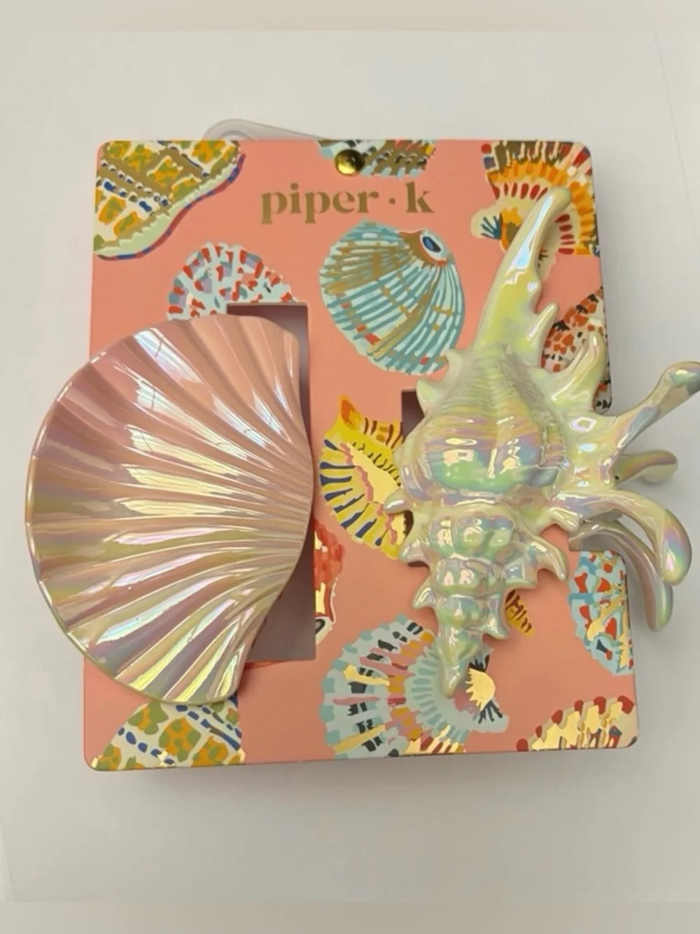NWT ⚜️💖⚜️ Piper K Gorgeous Pearlescent SeaShells Hair Claw Clip Set of 2! - Picture 2 of 7